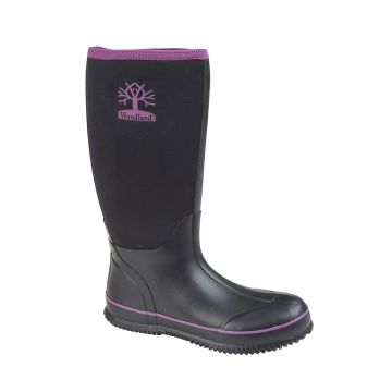 Woodland W 395A `PULL ON PLAIN NEOPRENE´ Black/Purple Rubber/Neoprene Ladies Quality Wellington