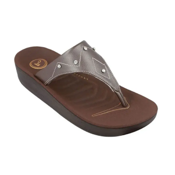 Aerosoft FW8382 Ladies Brown Diamante Comfort Thong Flip Flop Sandals