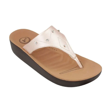 Aerosoft FW8382 Ladies Gold Diamante Comfort Thong Flip Flop Sandals