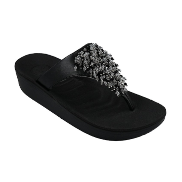 Aerosoft FW8386 Ladies Black Comfort Thong Flip Flop Sandals