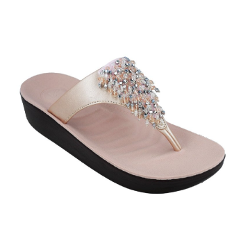 Aerosoft FW8386 Ladies Gold Comfort Thong Flip Flop Sandals