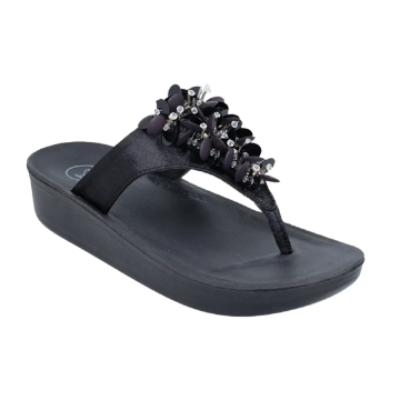 Aerosoft FW8387 Ladies Black Comfort Thong Flip Flop Sandals