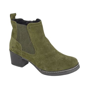 CIPRIATA L541ES ALESSINA Khaki Real Suede Gusset Inside Zip Ankle Boot