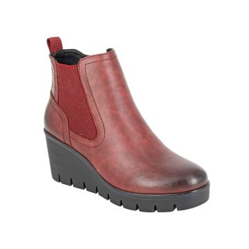 CIPRIATA L606BD ANNINA Burgundy PU Inside Zip Gusset Wedge Ankle Boot