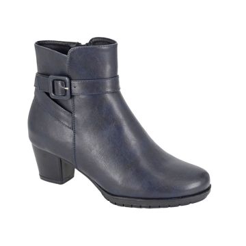 Cipriata L612C CLODIA Navy PU Inside Zip Buckle Strap Ankle Boot