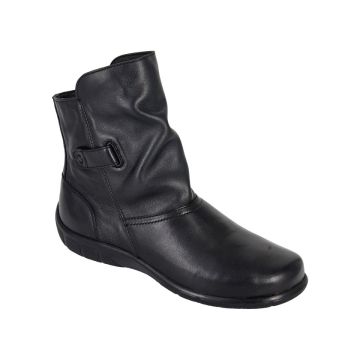 Mod Comfys L615A Black Softie Nappa Leather Ruched Ankle Boot