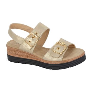 Cipriata MILIA L631BG Gold Metallic Twin Buckle Touch Fastening Sandal