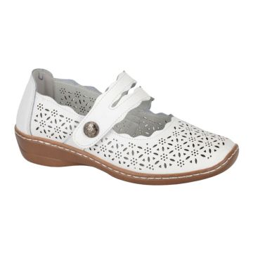Boulevard L641G White Touch Fastening Perforated Bar Leather Shoe
