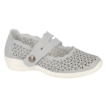 Boulevard L641 Grey Touch Fastening Perforated Bar Casual Shoe