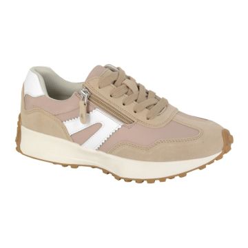 Cipriata L645T `FERRARA´ Light Taupe Suede/Textile/Action Leather Ladies Zip/Lace Glamour Trainer