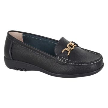 Boulevard L646A Black Extra Wide EEE Fitting Saddle Loafer
