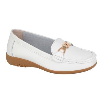 Boulevard L646G White Extra Wide EEE Fitting Saddle Loafer