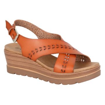 Cipriata GAVINA L648LT Tan Cross Over Buckle Slingback Platform Sandal