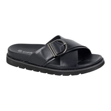  Cipriata DALIA L650A Black X Over Buckle Strap Mule Sandal