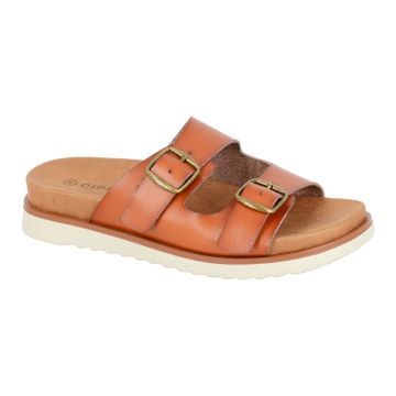 Cipriata TIBERIA L651BT Tan Twin Buckle Strap Mule Sandal