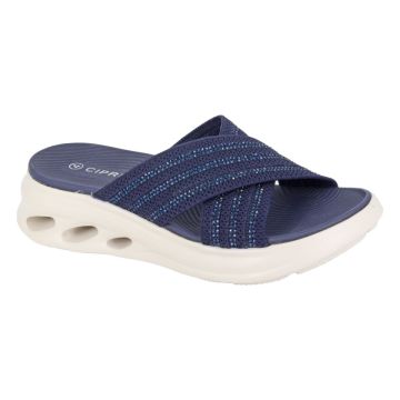 Cipriata ELINA L657NC Navy Blue Cross Over Mule Sandal