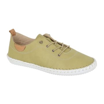 Mod Comfys L662E Pistachio Green Softie Leather Elastic Lace Up Comfort Shoe