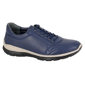 Mod Comfys L671C Navy Leather Lace Up Flexi Comfort Shoe