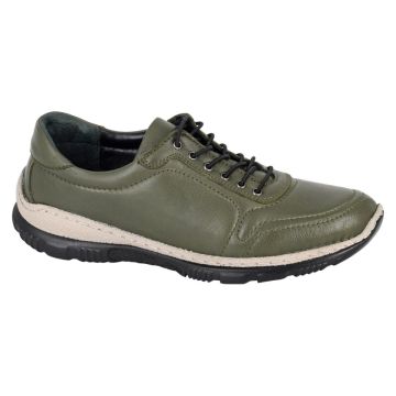 Mod Comfys L671E Olive Leather Lace Up Flexi Comfort Shoe