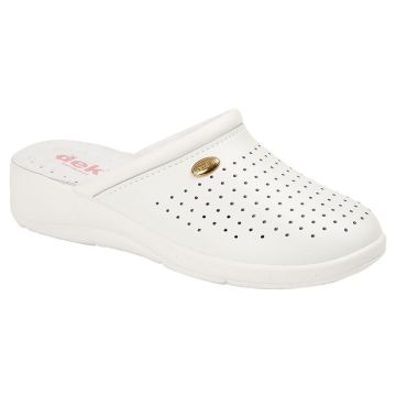 DEK L706G White PU Leather Footbed Clog