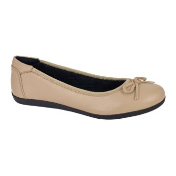 Cipriata L764T ERIA Taupe Leather Bow Front Ballerina Casual