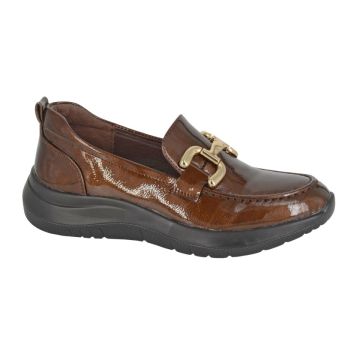 CIPRIATA L768BP FLOR Brown Patent PU Saddle Trim Loafer