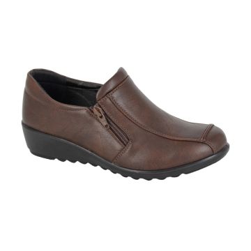 BOULEVARD L786B Brown PU Twin Zip Casual shoe