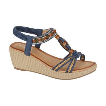 CIPRIATA L826C Jewelled Elasticated Sling Back Platform Sandal