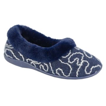 Sleepers DEETA LS173C Navy Faux Fur Full Cuff Slipper