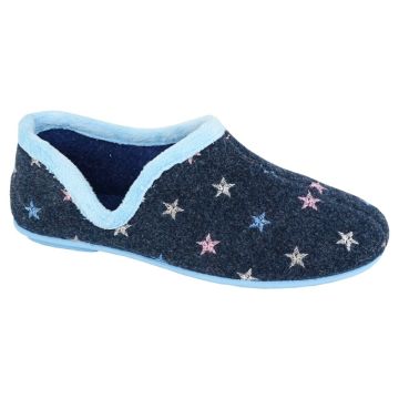 Sleepers ARIA LS177C Navy Star Motif V Sided Cuff Full Slippers