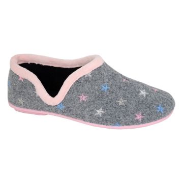 Sleepers ARIA LS177F Grey Star Motif V Sided Cuff Full Slippers