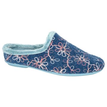 SLEEPERS LS192C Flower Stitch Cuff Mule Slipper