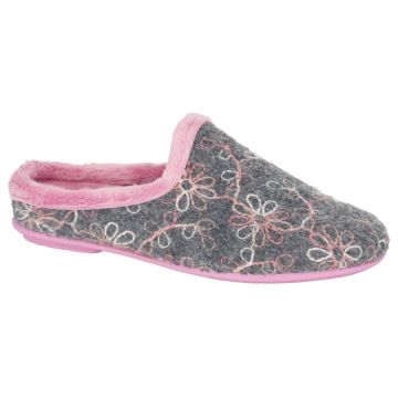 SLEEPERS LS192F Flower Stitch Cuff Mule Slipper