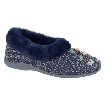 SLEEPERS LS195C Faux Fur Collar Butterflies Motif Slipper