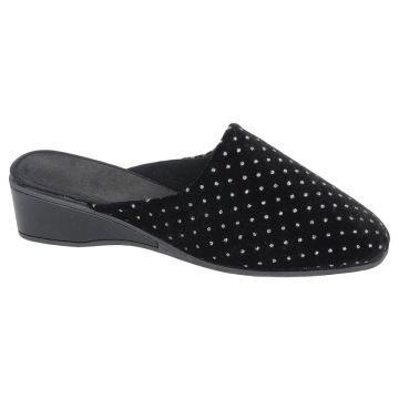 SLEEPERS LS199A Diamante Slip In Heeled Mule Slipper