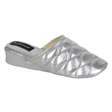 Dunlop SYBIL LS900FS Silver Quilted Mule Slipper
