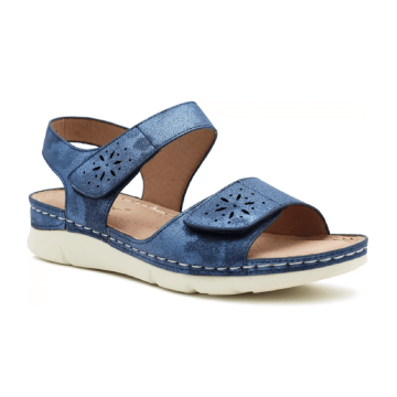 Dr Keller Marie Women's Blue Metalic Summer Cushioned Touch Fasten Sandals