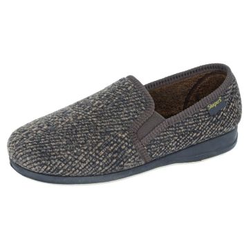 SLEEPERS MS416B `JOSEPH´ Brown Check Textile Twin Gusset Slipper
