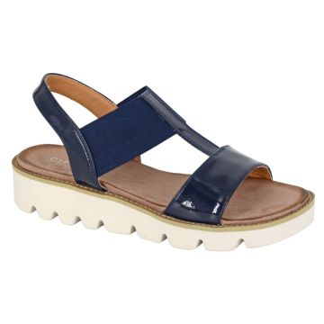 CIPRIATA L221NCP ALADINA Navy Patent PU Elasticated Throat Wedge Sandal