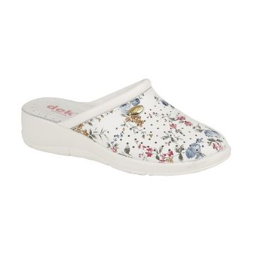 DEK L210 Floral Clog Leather Slip On Nursing Clogs Mule Shoes 