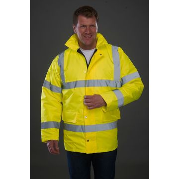 Hi-Visibility Waterproof Motorway Jacket HI-VIZ Fluo Yellow UK-5XL 5050703568500