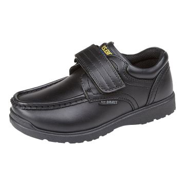 U.S.Brass C657A Black Faux Leather Touch Fastening Shoes