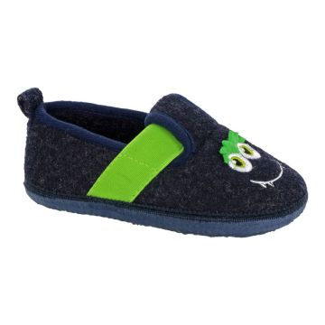 Sleepers CS281C YETI Navy Elasticated Smiley Monster Slippers