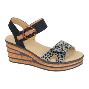 Cipriata DANTA L638AM Black Touch Fastening Halter Back Wedge Sandal