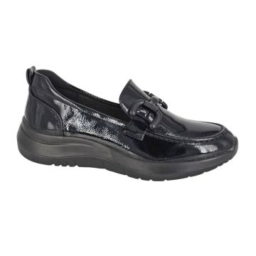 CIPRIATA L768AP FLOR Black Patent PU Saddle Trim Loafer