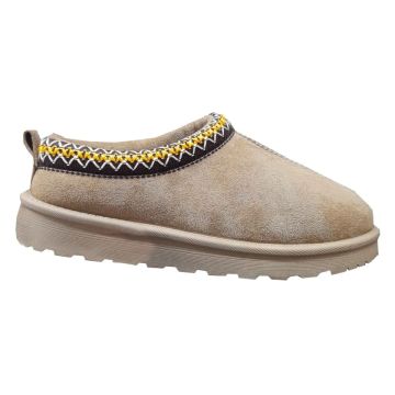 Cipriata DANA Beige Microsuede Embroidered Cuff Mule Slipper