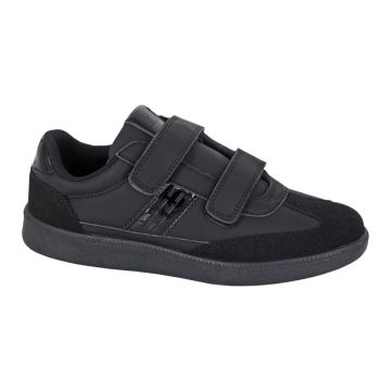 DEK REANA Black Twin Strap Touch Fastening Retro Trainers